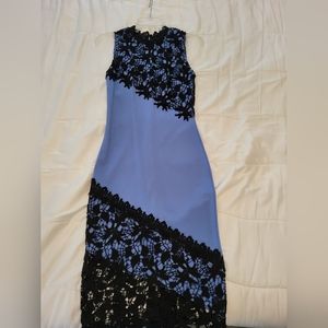 Venus Dress Size 4 Blue with Black Lace